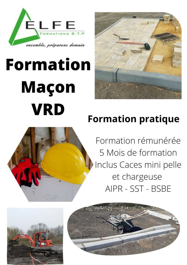 Formation maçon(ne) VRD (Voirie et Réseaux Divers)