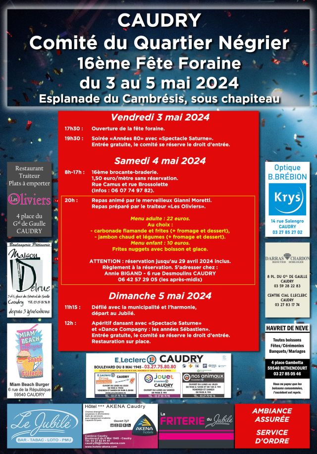 Comité du Quartier Négrier 16ème Fête Foraine du 3 au 5 mai 2024 ...