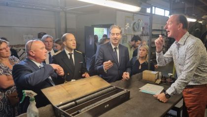 Olivier Becht, Ministre du Commerce extérieur, en visite à Caudry